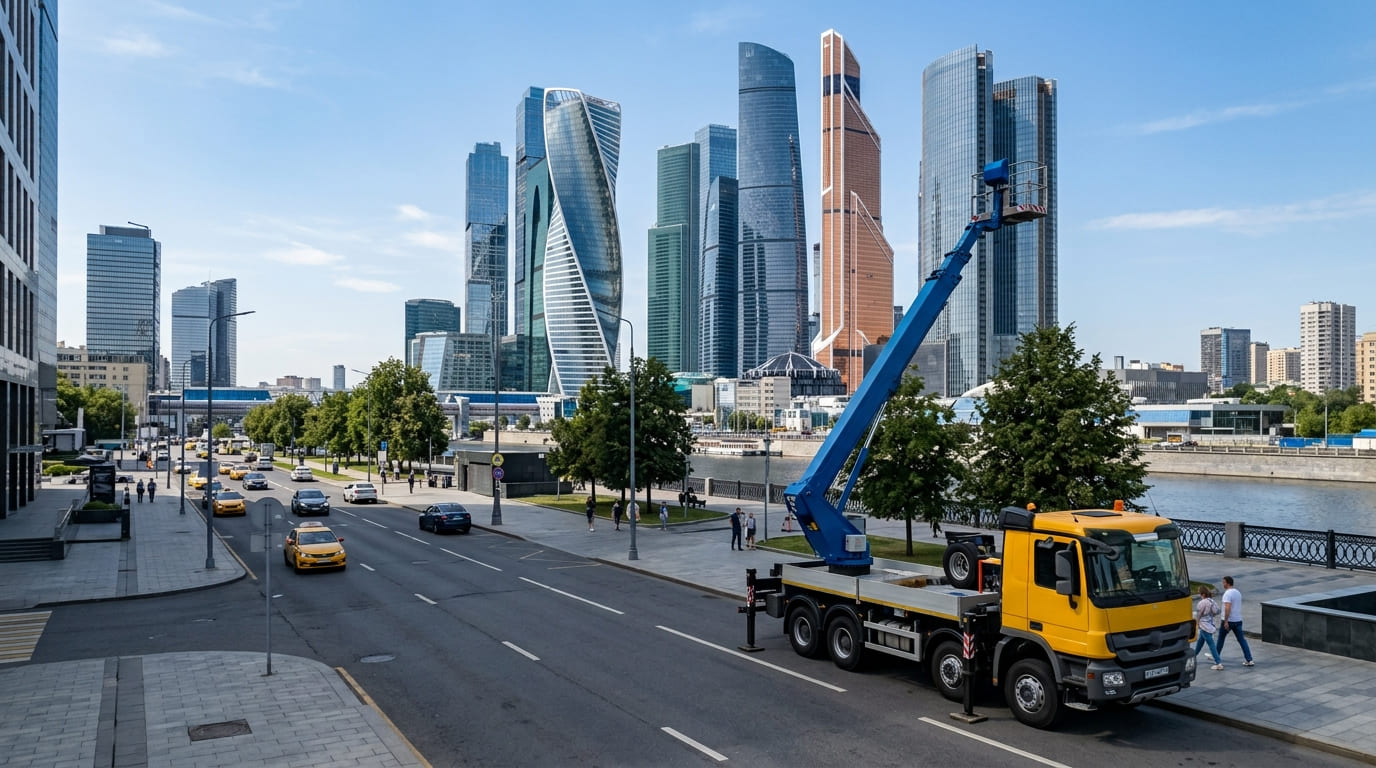 Автовышки на рабочем объекте