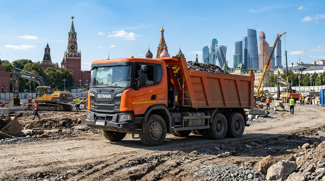 Самосвалы на рабочем объекте